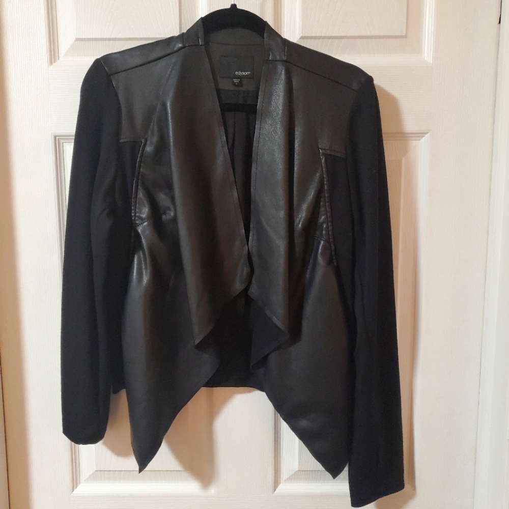 Edyson open front blazer with faux leather detail